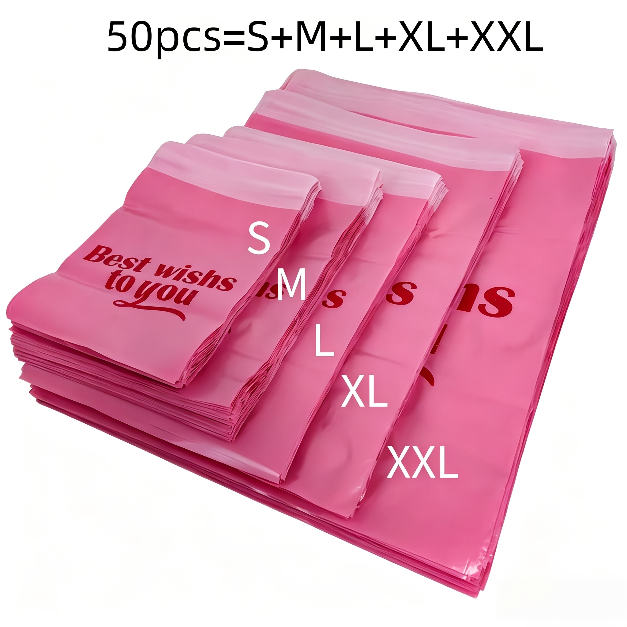 TEMU Mixed Pack Of 50 ( For You, Thank You) Mailing Bags, Courier Bags, Thickened Plastic Packaging Bags, Self-sealing Postal Parcel Bags In 5 Sizes