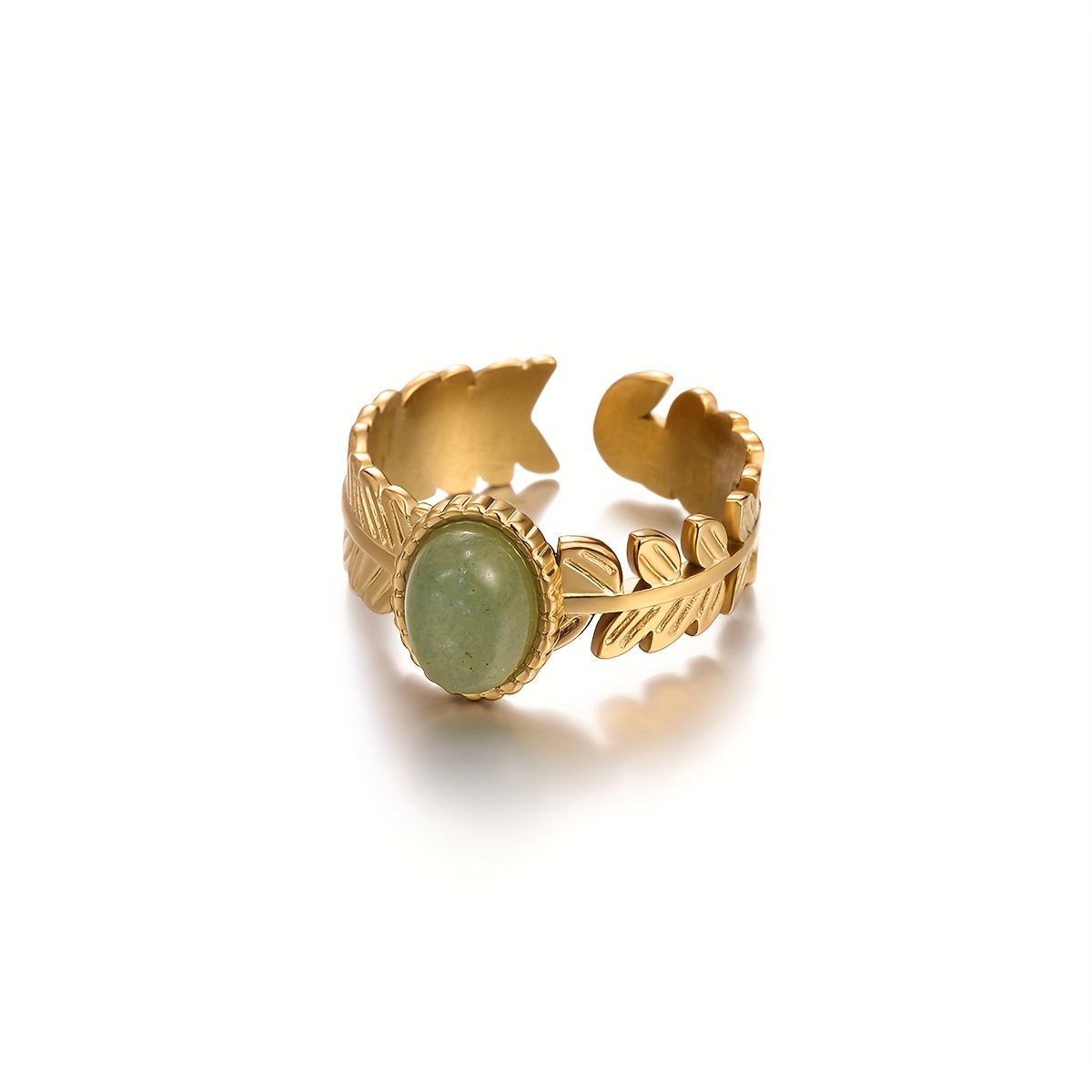 A Stainless Steel Ring Shaped Like A Leaf, Elegant, Minimalist, And Bohemian Jewelry
