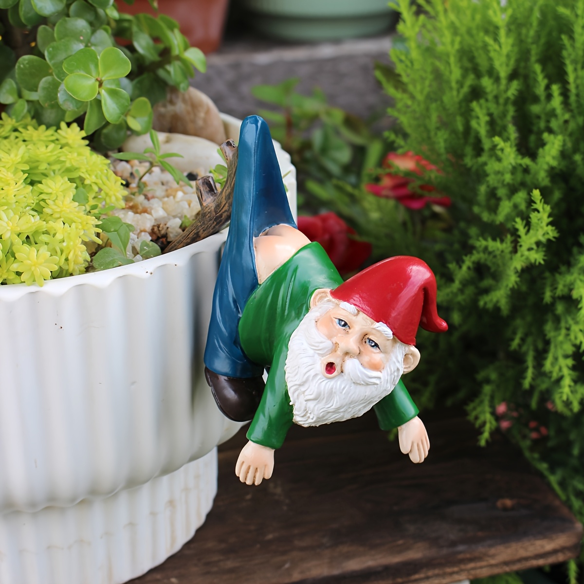 Gnomo Da Giardino, Con Lanterna, Statua Resistente A Intemperie E Gelo Hxlxp 15x7 5x10 5 Cm Nano Colorato Relaxdays 88339603 - 9
