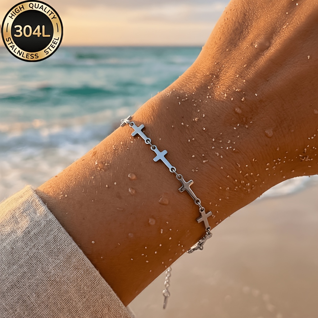 Image of 1pc 304l Stainless Steel 18k Gold-plated Women's Bracelet, Exquisite Stainless Steel Jewelry For Women, Stylish And Elegant Design, Suitable For . Perfect For Daily , Parties, And Summer Beach Wear