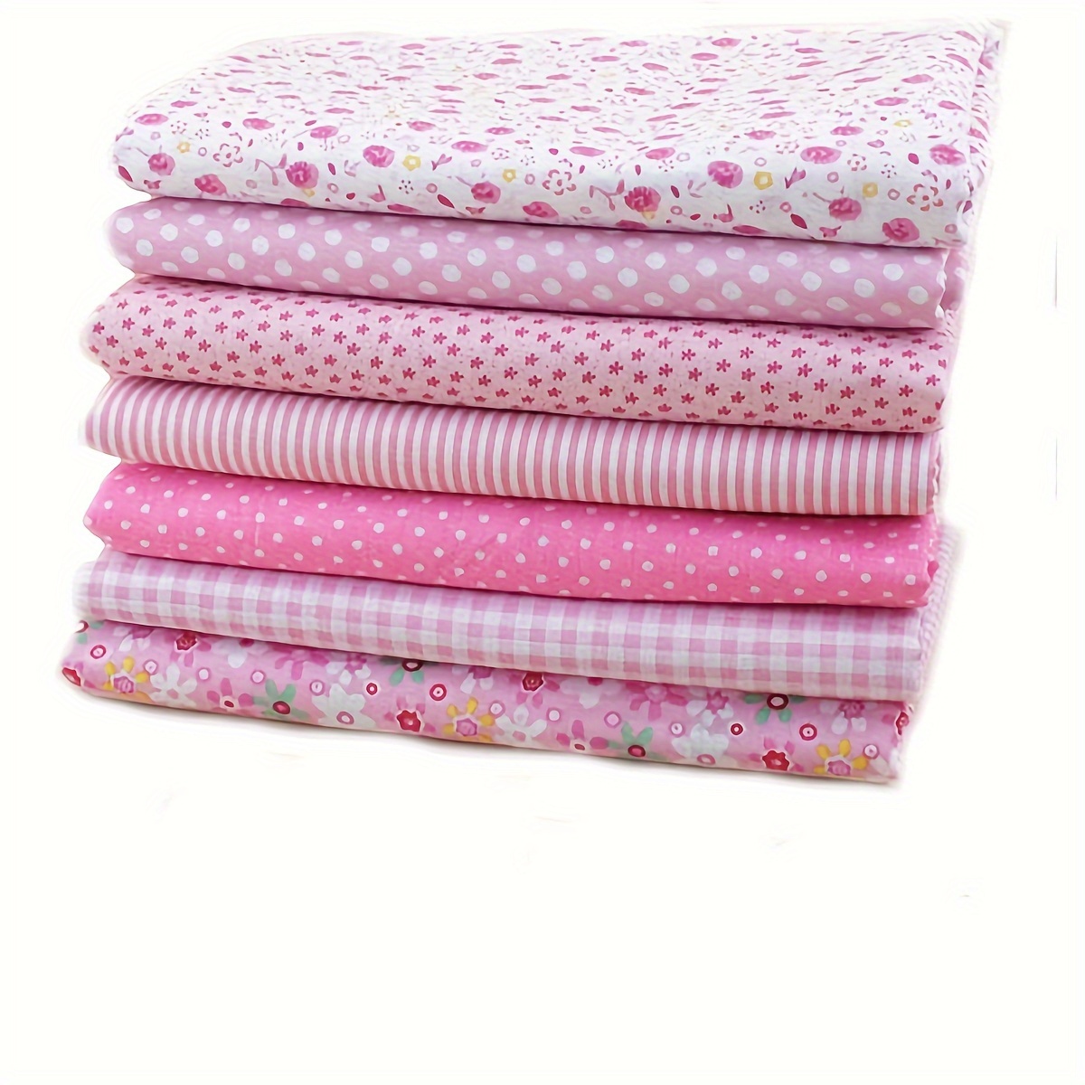 Image of Set Of 7 Fabric Squares Measuring 19.7 X 19.7 Inches, Perfect For Projects, , And Quilting, In Pink