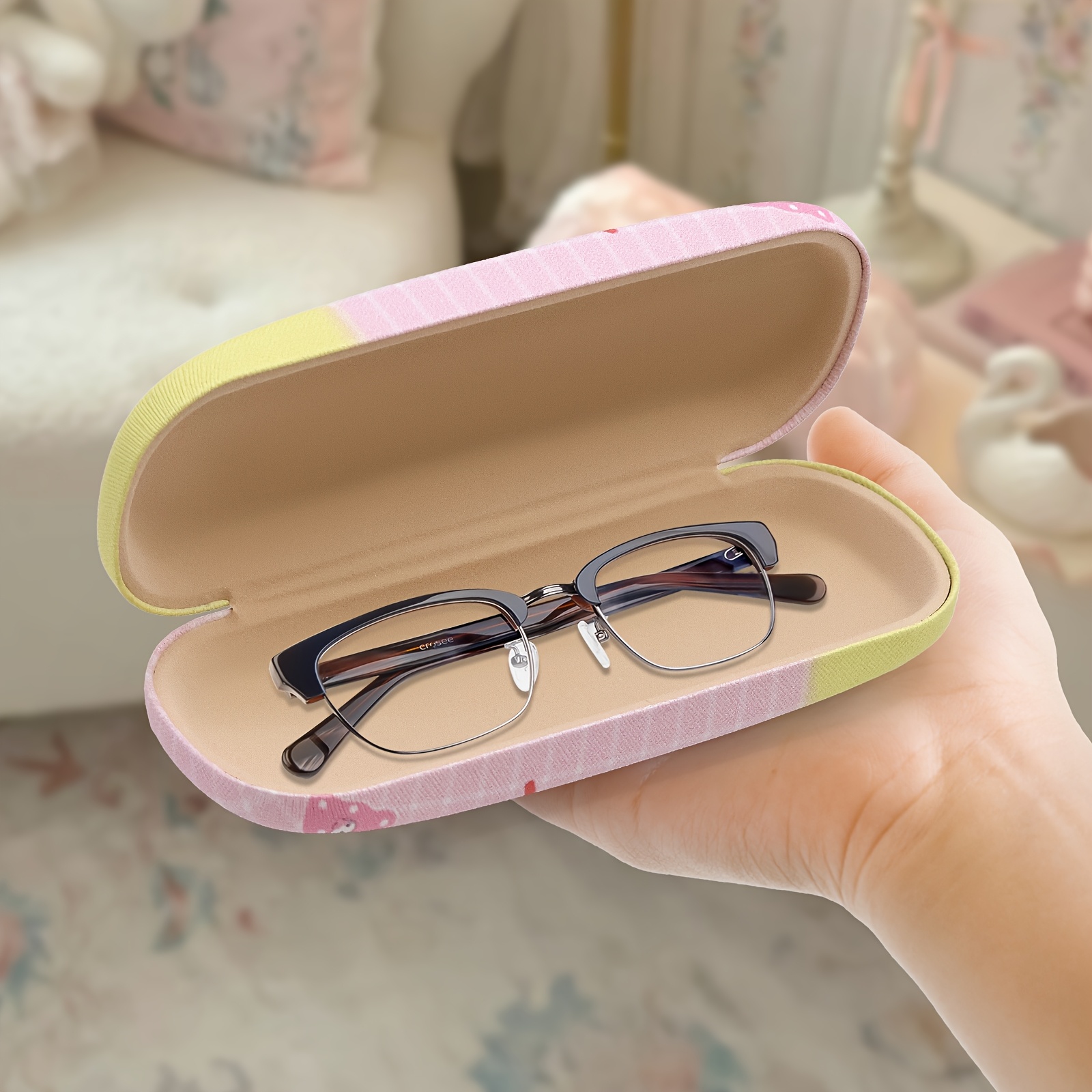 pink glasses case cute cartoon design portable Temu South Africa
