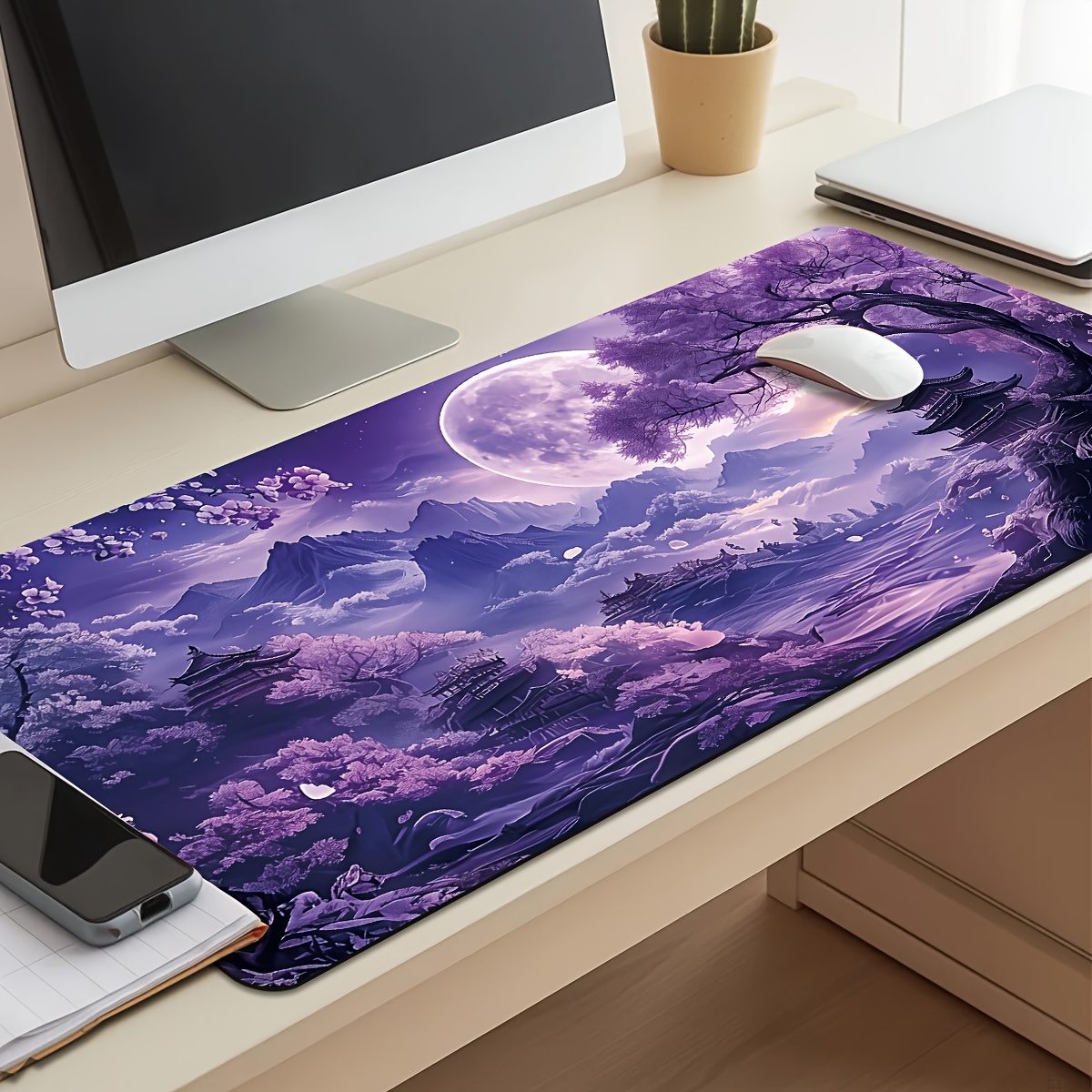 TEMU 1pc Plus Durable Mouse Pad Landscape Design Pattern Office Small Mouse Pad Laptop Keyboard Pad Study Desk Mat - Ideal For Home Office Work Games