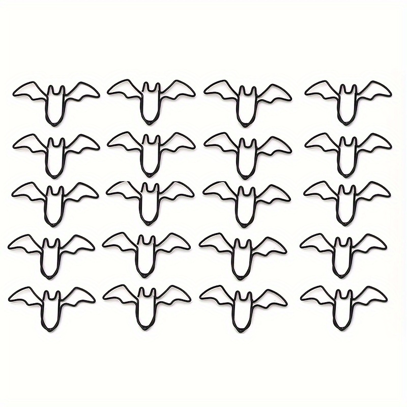 

20pcs Bat Shaped Paper Clips, Office Stationery Metal Bookmark Binder Clips, Iron Material, Document Organizer, File Holder Accessories For School And Home Use