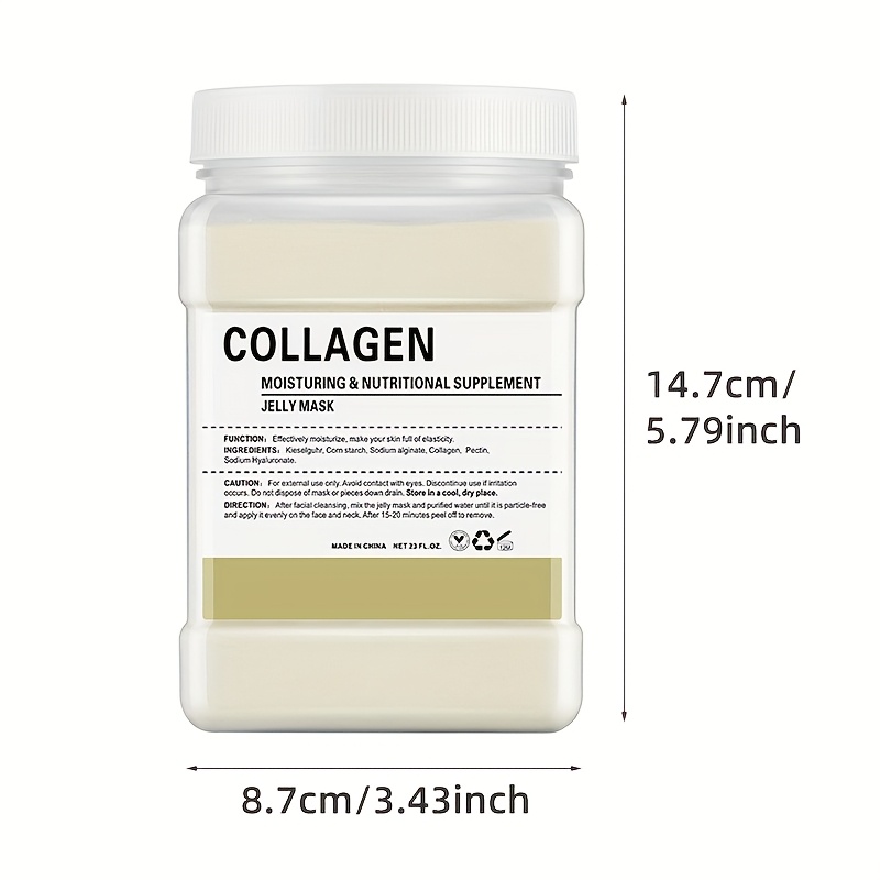 TEMU 650g Flacon Extra-Large de Poudre de Masque en Gelée de Collagène - Masque Hydrogel Hydratant et Raffermissant pour une Peau et Ferme - Cadeau