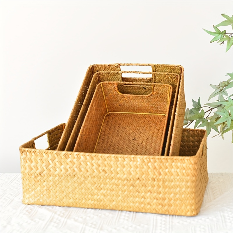Paquete de 3 cestas tejidas para almacenamiento, pequeñas cestas
