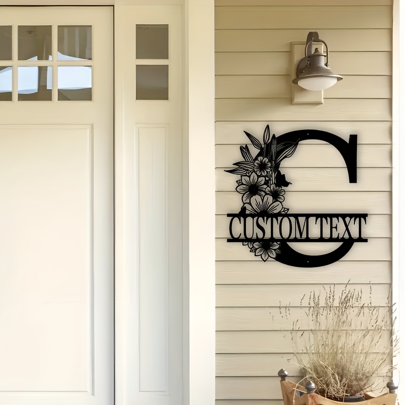 

Personalized Flower Metal Sign - Custom Wall Art With Removable Letters, Frosted Effect, Reusable Home Decor For Front Door And Gifts