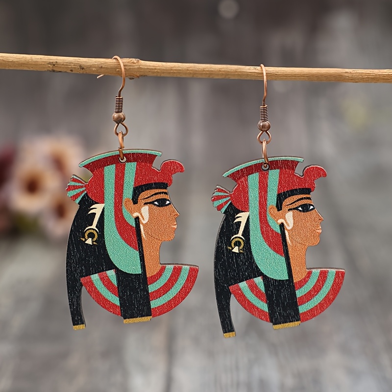 Women's Vintage Bohemian Wooden Cut-out Pattern Earrings