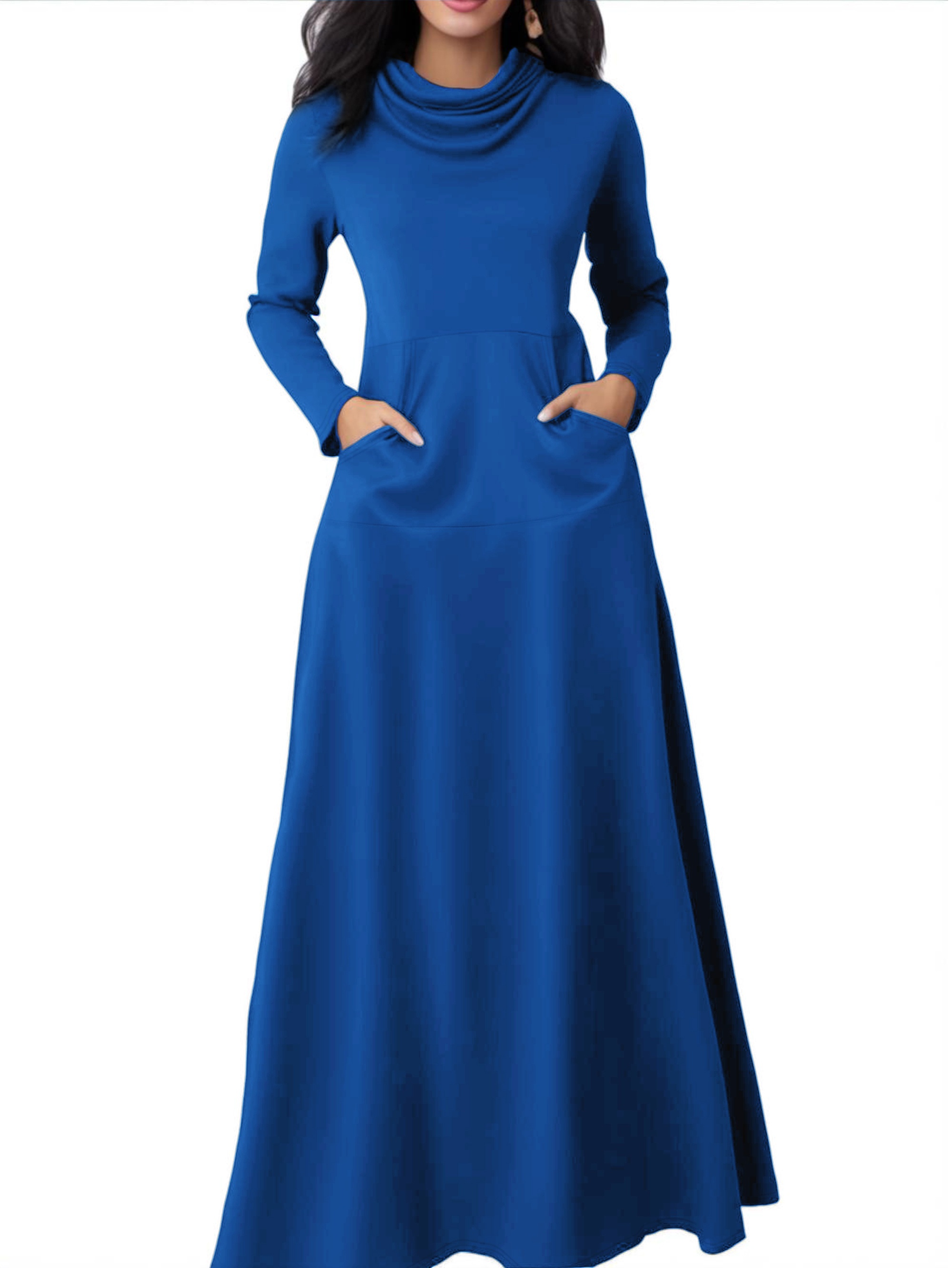 chinese dress ladies Saodimallsu Womens Oversized Sweater Dress Fall V Neck Long Sleeve Ribbed  Knit Casual Loose Tunic Mini Dresses Blue at Amazon Women's Clothing store main image 1