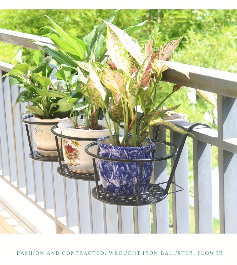 Paquete de 3 perchas de macetas colgantes de hierro forjado, con ganchos, contenedores de macetas, perchas de canasta colgante de plantas de metal, perchas de macetas colgantes, accesorios de contenedores de macetas, perchas de almacenamiento de perchas de macetas, perchas de macetas colgantes adecuadas para cercas, terrazas, balcones, plantas al aire libre, balcones con barandillas de hierro redondo, suculentas y plantas verdes, perchas de macetas.