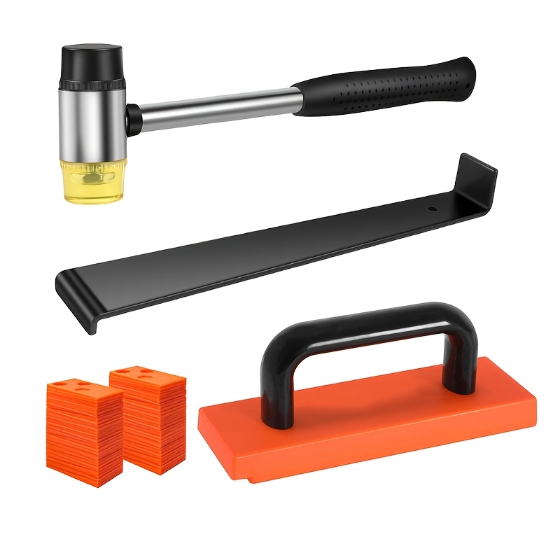 Image of Laminate Wood Flooring Installation Kit, Lvp Installation Kit, Vinyl Flooring Tools - Tapping Block With Handle, Pull Bar, Double-faced Mallet And Spacers