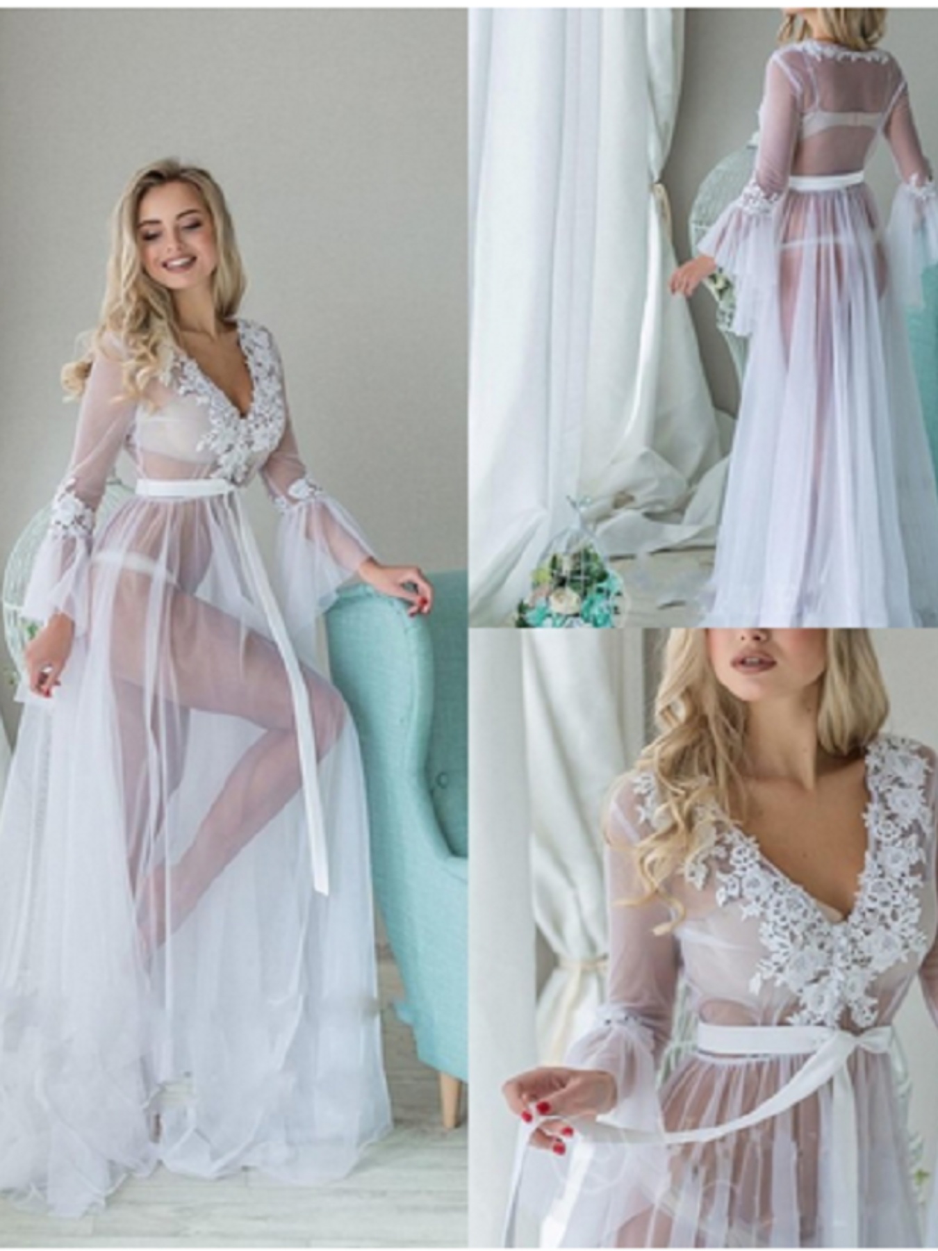wedding dress with off the shoulder long sleeves Off the shoulder puff sleeve wedding dress 6 US / Sage Green