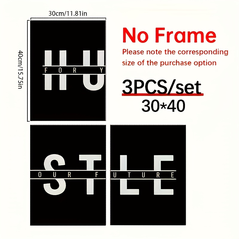 TEMU 3pcs/set Unframed Canvas Poster Motivational Canvas Wall Art, Hustle For Motivational Wall Art Canvas Painting, Living Room Decor Wall Art