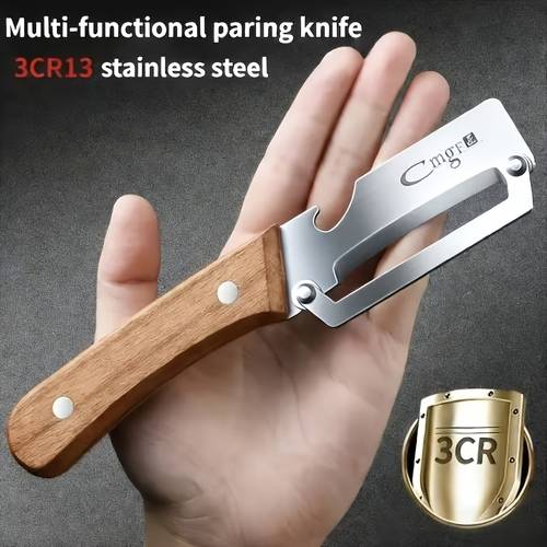 1pc of sharp multifunctional stainless steel fruit peeler wooden handle household labor saving quick peeling knife lightweight peeler suitable for kitchen fruit and vegetable peeling tool food preparation tool