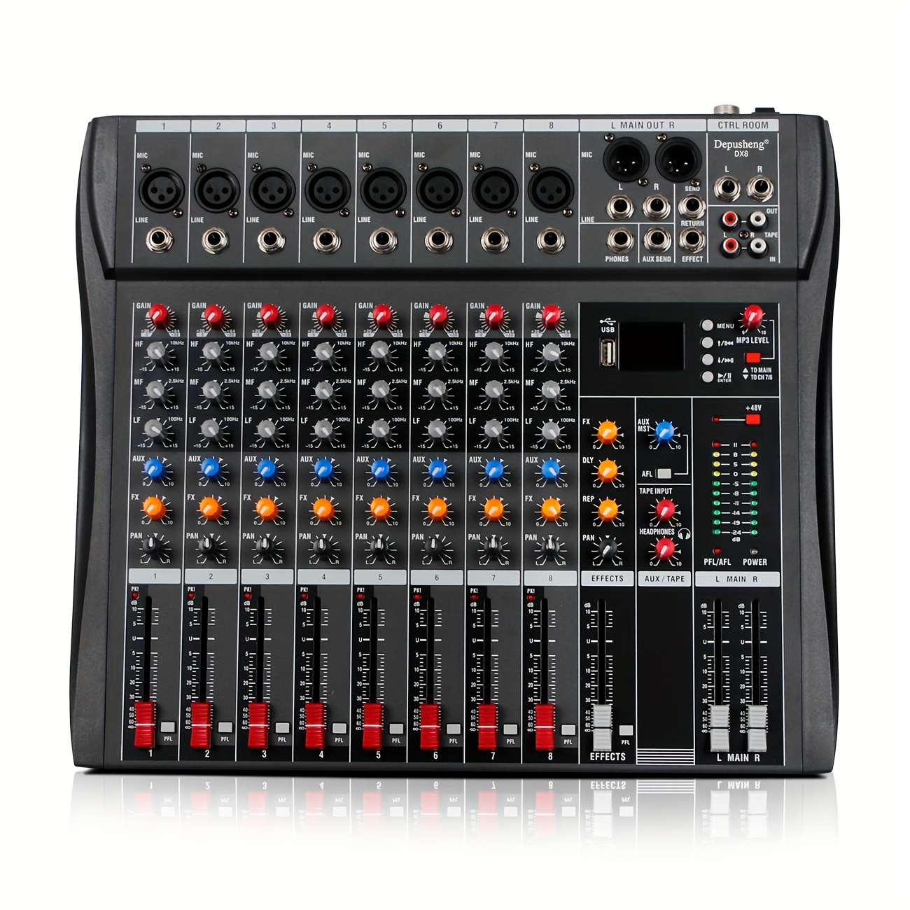   professional 6   16 channel audio mixer sound mixing console with usb pc recording input xlr microphone jack 48v power rca   for dj studio streaming stage perfomance for professional and beginners
