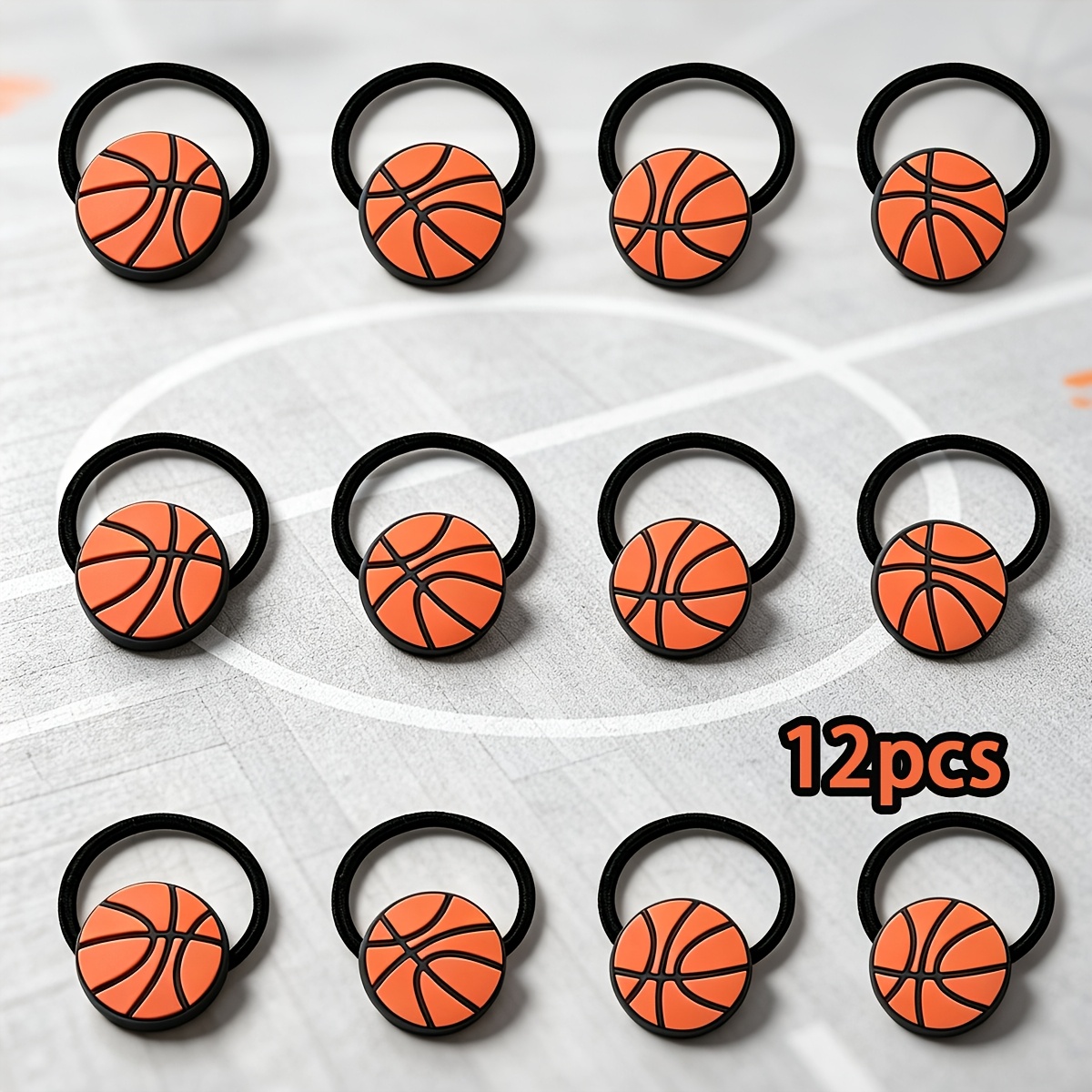 TEMU 12-pack Blue Ball Hair Ties, Basketball Elastic Hair Bands, Athletic Hair Additions, Volleyball Practice, Game Days, And Casual Hairstyle Design