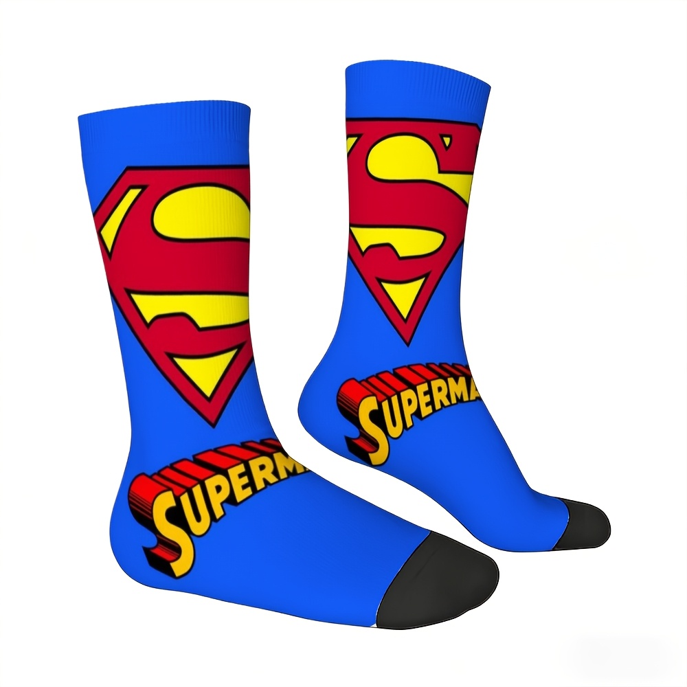 TEMU 1 Par de Calcetines, Autorizado por Warner Bros., Calcetines con Tema de Superman, Unisex, Calcetines con Exquisito, Material, Fabricación ,