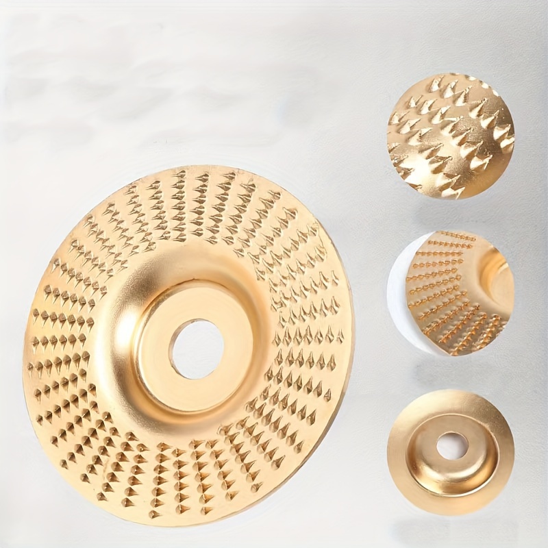 

1pc Golden Flat Grinding Disc, Carving Polishing Disc, Durable Woodworking Accessory For Grinder, Wood Grinding Wheel, Professional Woodworking Tool