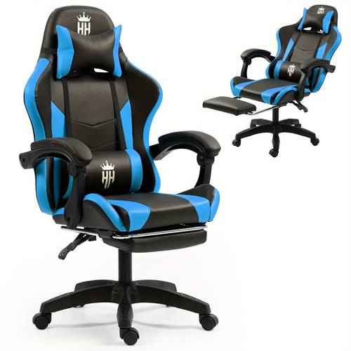 game chair with footrest and lumbar support gaming chair video chair ergonomic computer chair height adjustable with swivel seat and headrest