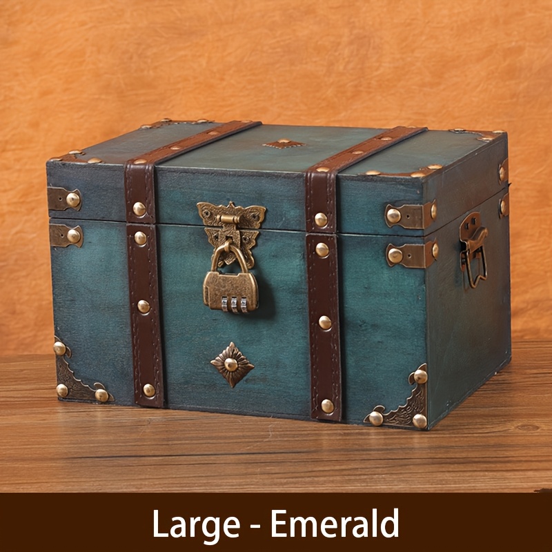Image of 1pc Vintage Wooden Storage Box, 8.6*5.9*5.3in/7.1*4.3*3.9in, Jewelry Box, Family Storage Box With Combination Lock, Creative Christmas Gift Display, Escape Room Props Box, Collection Gift Box