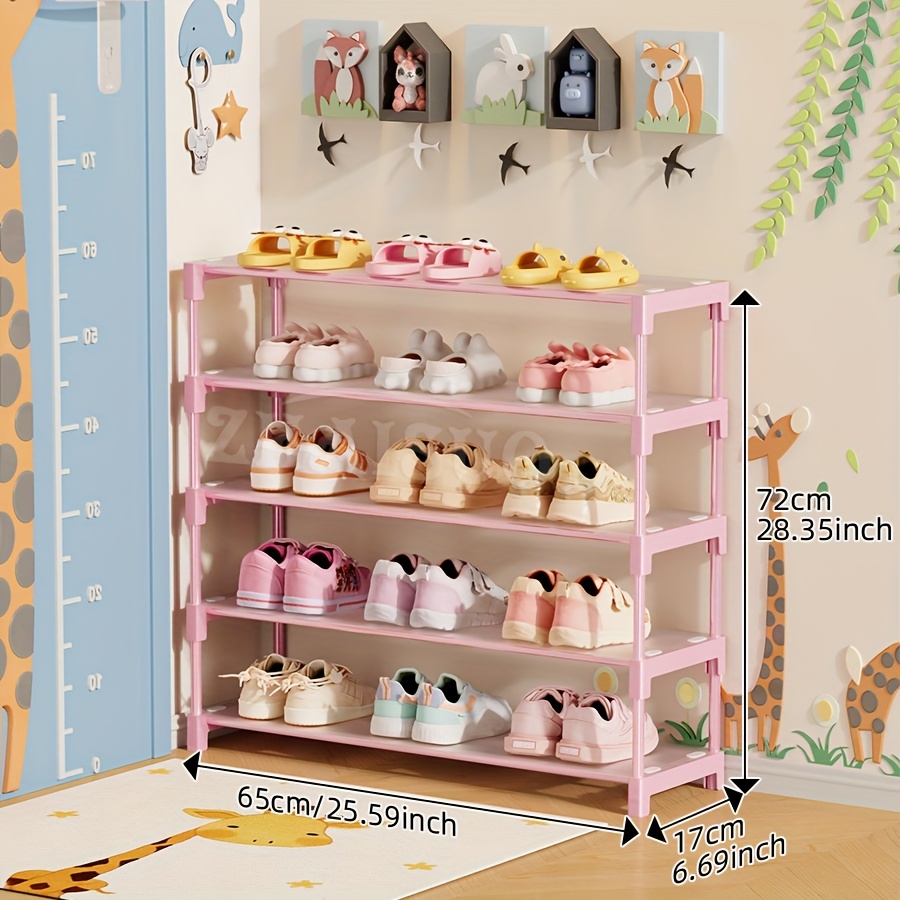 1pc Pink Small Shoe Rack for 6-8 Pairs of Shoes Storage Kids Shoe Rack for  Small Places Lightweight Stackable Shoe Rack Organizer for Entry Doorway An