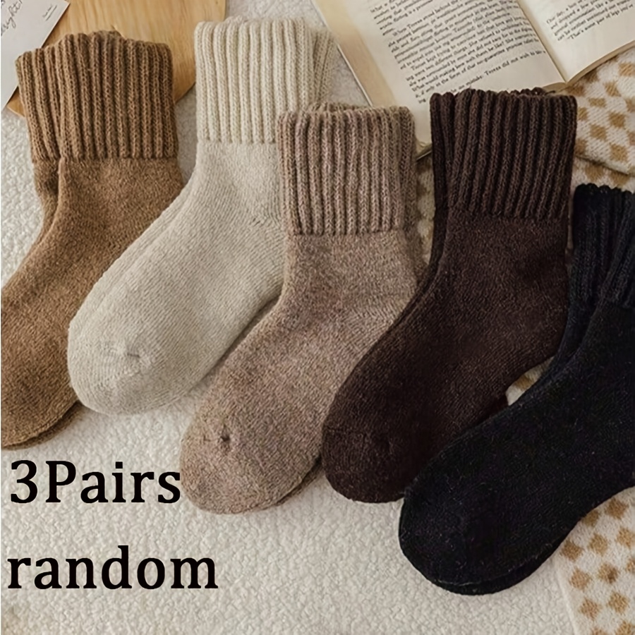 TEMU 3/6 Pairs Random Carnival Women's Spring Socks, Soft Retro Casual Mid-calf Socks, -like Socks, Suitable For Matching Snow Boots Or Ankle Boots,