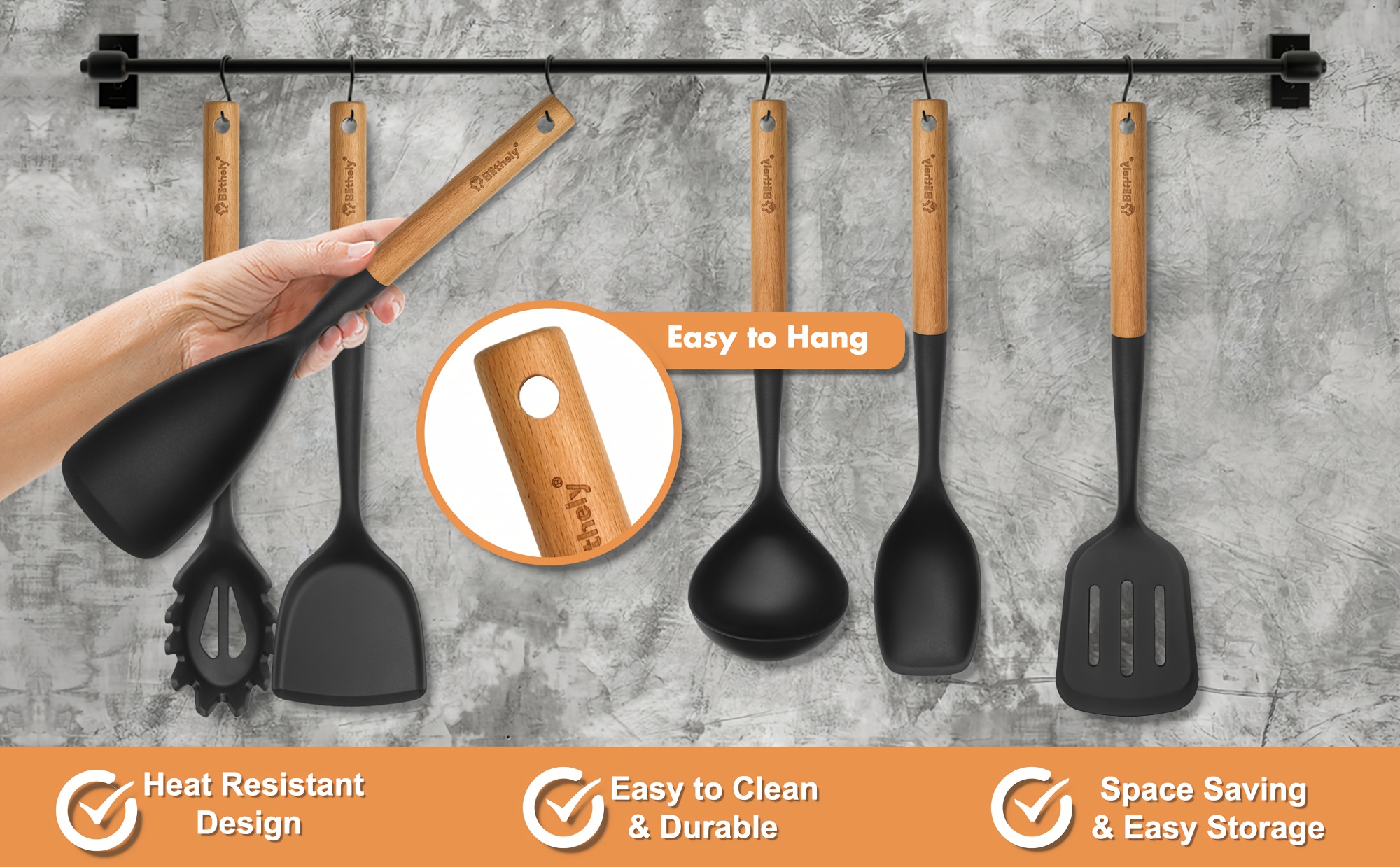 10pcs silicone cooking utensils set nonstick kitchen utensils set with wooden handle heat resistant spatula set for cooking heat resistant silicone kitchen gadgets tools with spoons spatula set turners Product details 2