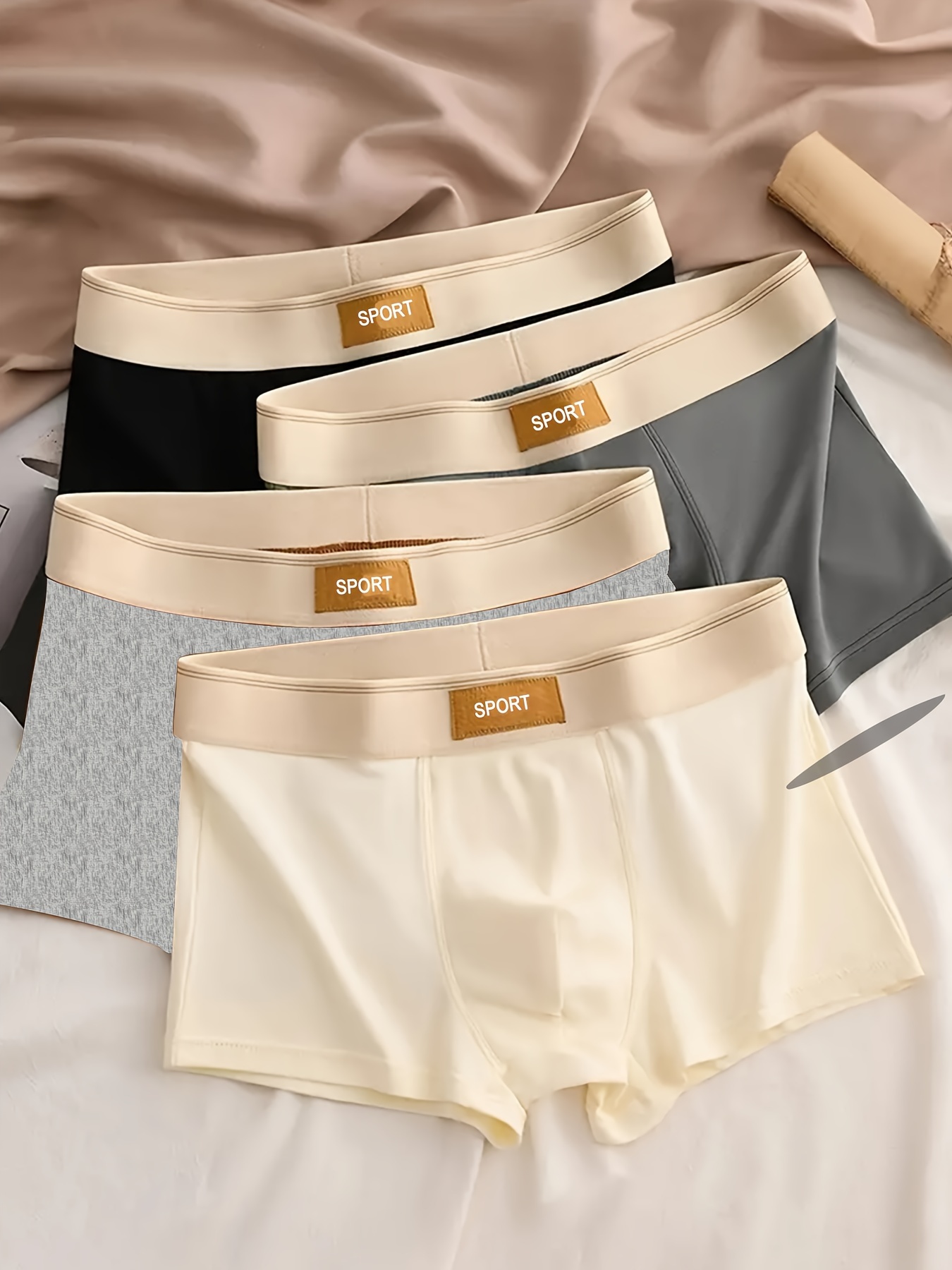 4pcs Men's Breathable Soft Boxer Briefs - Stretchy, Comfort Fit for Casual Wear, Flat Leg, Casual Style