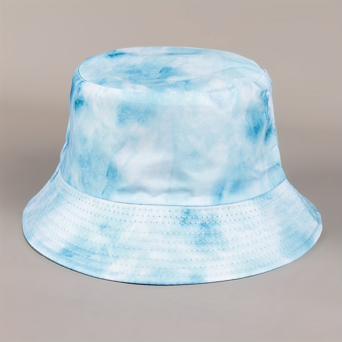 

Reversible Light Blue Tie Dye Bucket Hat, Trendy Sun Protective Fisherman Cap, Lightweight, Breathable Cotton, For Women And Daily Use