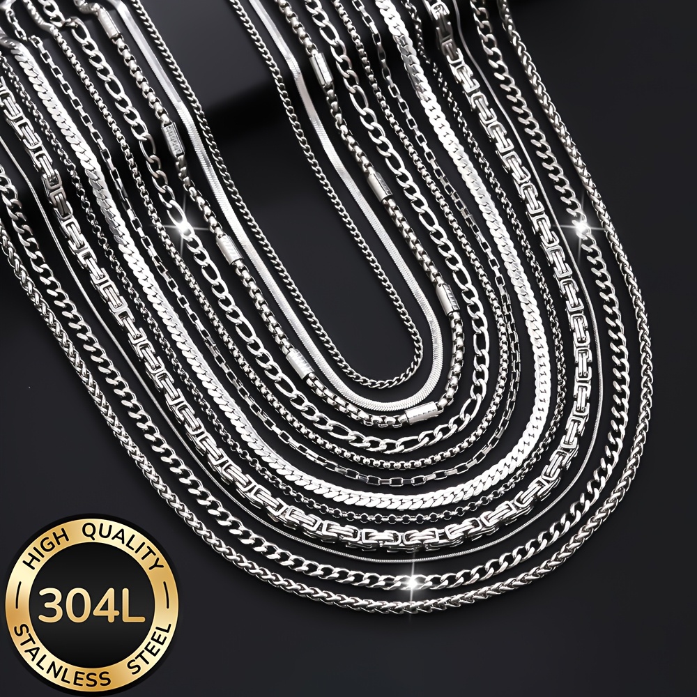 TEMU Ensemble de 6 [Aléatoire] en acier inoxydable 304L, étanches et résistants aux couleurs, parfaits pour . Ensemble de bijoux pour hommes, ajouts