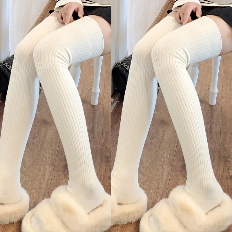 TEMU Women's Soft Thickened Winter Warm Over-the-knee Socks - Fluffy And Warm, Suitable For Casual And Formal Occasions, Winter Socks, Comfortable
