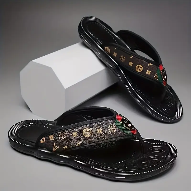 mens trendy lightweight flip flops comfy non slip durable thong sandals for mens indoor outdoor activities details 0