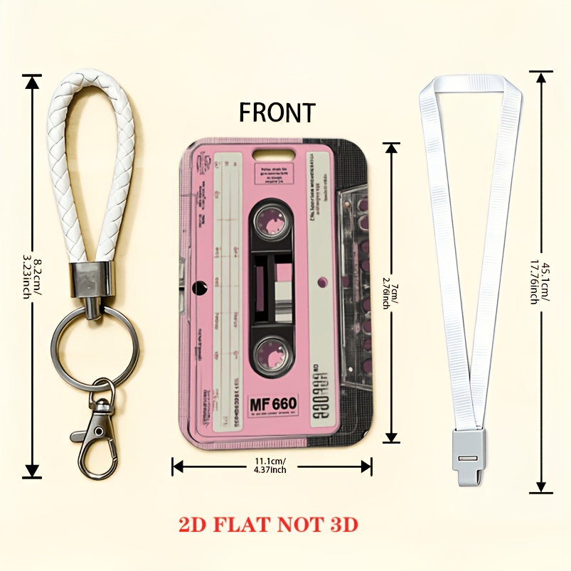TEMU 2d The Keychain Lanyard Features A Replaceable Design With An Integrated Snap Hook Foldable Lanyard. The 2d Pink Magnetic Tape Pattern Is