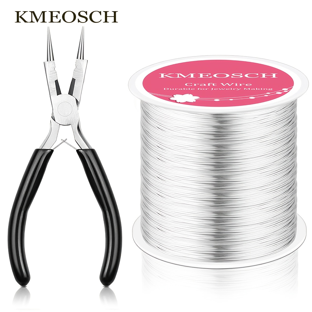 E-shop KMEOSCH 26 Gauge Draht für Schmuckherstellung mit Mehrzweck-Piler, 328,1 ft/0,4 mm Basteldraht, anlaufbeständige Legierung, Perlenherstellung