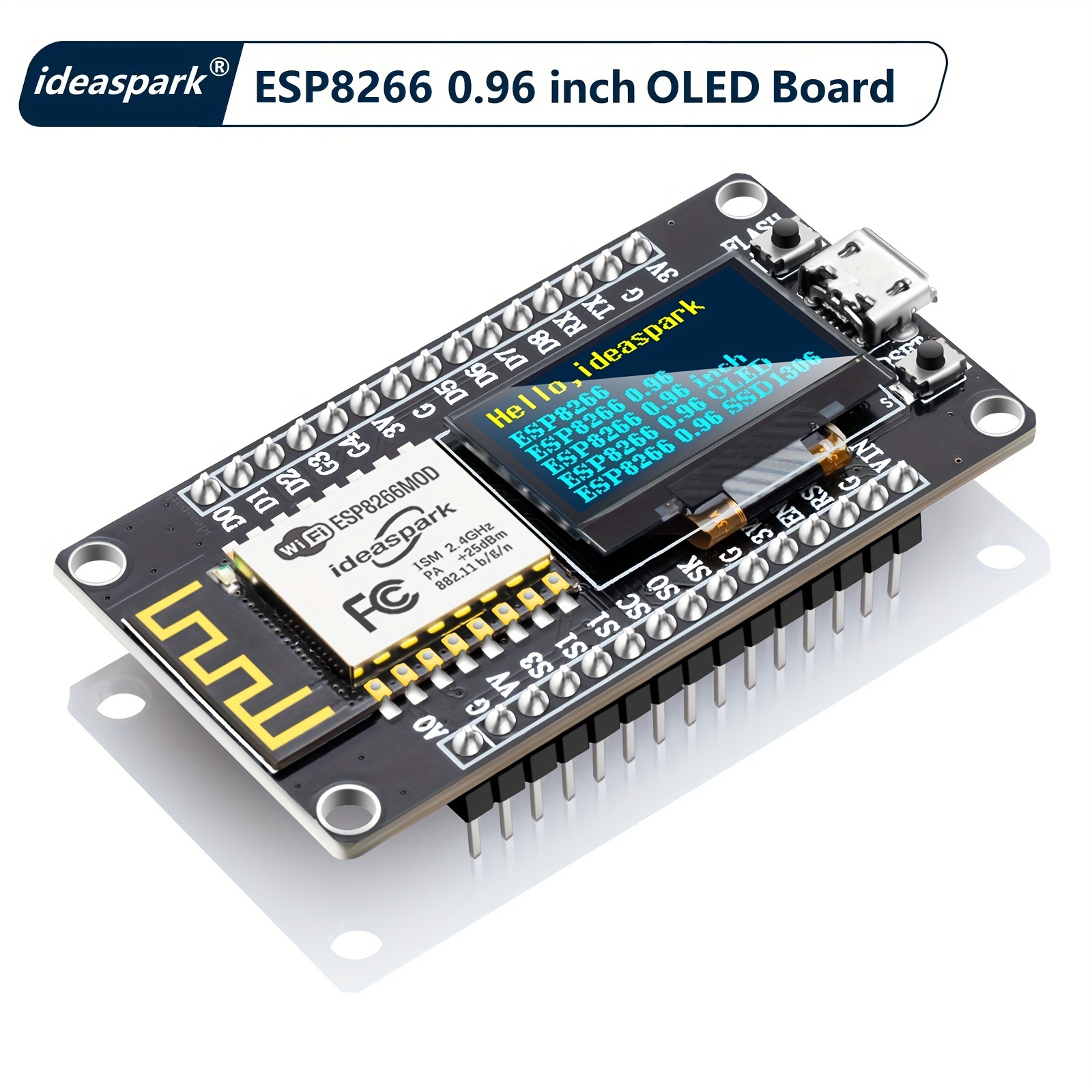 

Esp8266 Development Board With 0.96 Inch Oled Display, Ch340 Driver, Esp-12e Wifi Wireless Module, And Micro Usb Works Great For Arduino Ide/micropython Programming (pin Header Soldered)