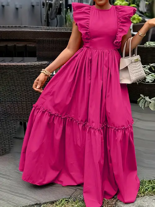 hot pink casual dress Summer Wedding Guest | Leyla Maxi Dress - lace trim in the bust casual hot pink dress sold