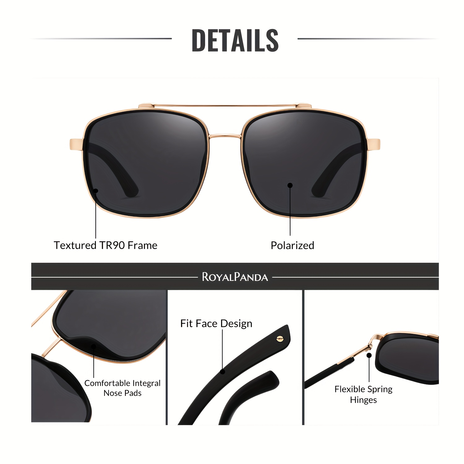 royalpandas stylish easy retro lightweight tr90 metal uv400  display picture 1