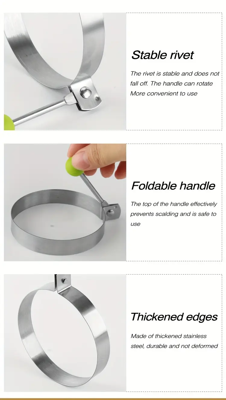 4pcs stainless steel egg rings set creative non stick egg pancake mold kit for diy fried egg shapers for cooking baking food preparation ideal for christmas halloween easter thanksgiving st patricks day details 5