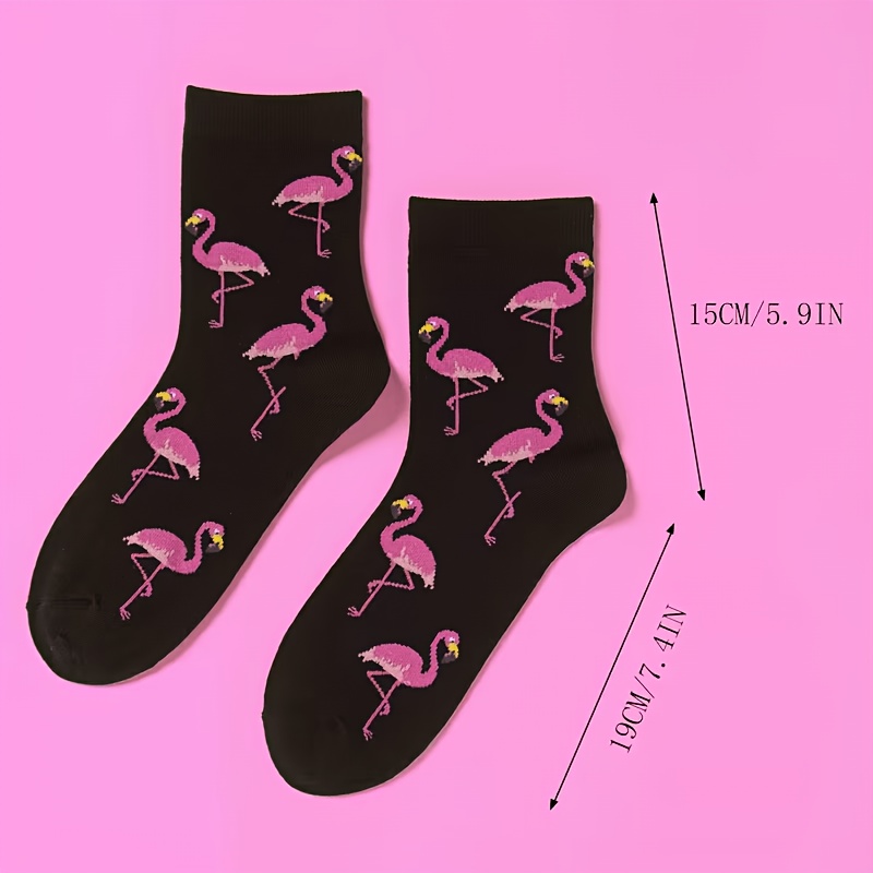 TEMU 1 Pair Of Women's Cute Flamingo Socks, Fun Animal Pattern Socks, Women's Gift Socks, Interesting New Socks
