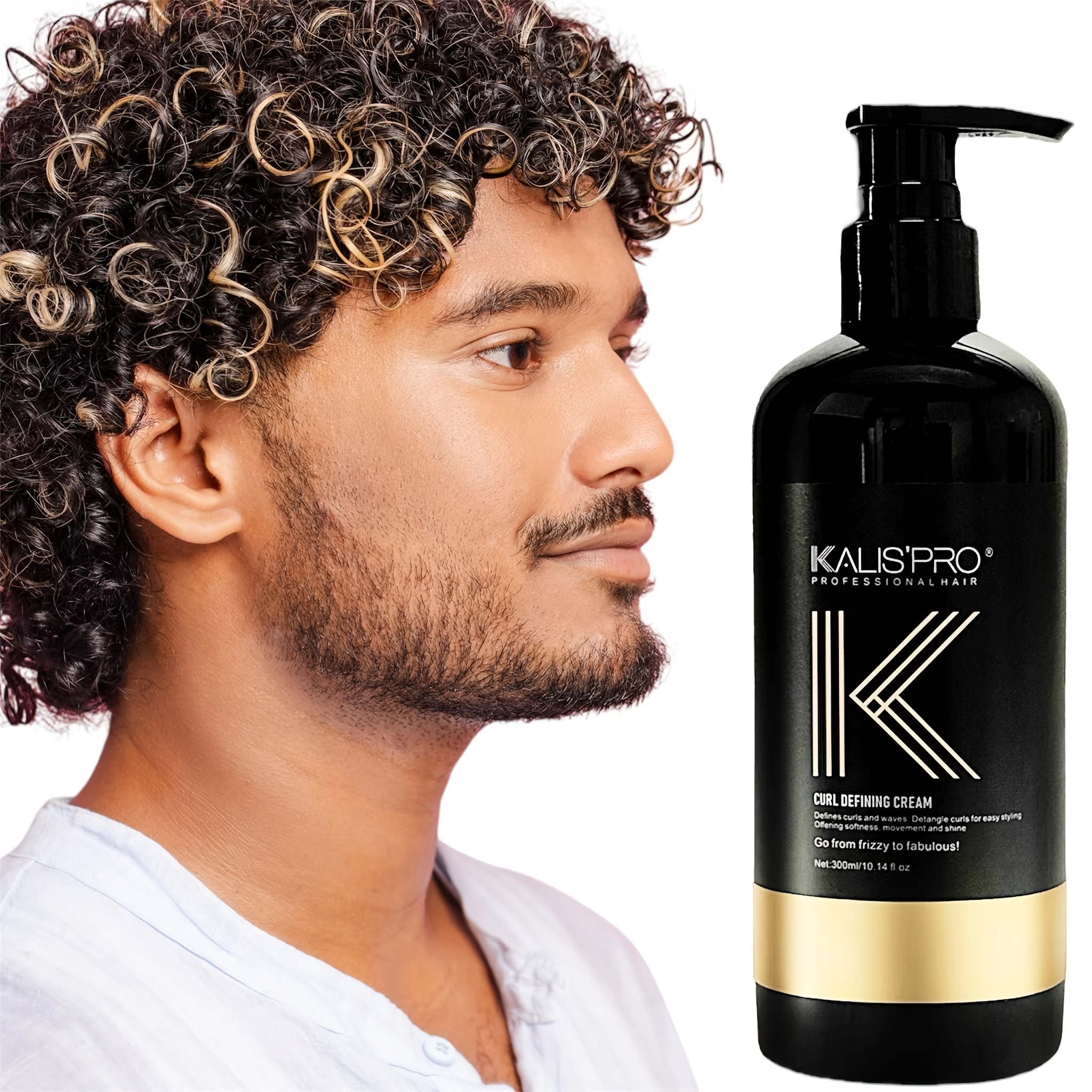 Crème de stylage pour boucles pour hommes, 300 ml/10.14 oz, améliore, hydrate et contrôle les frisottis avec une tenue douce et longue durée | Formule non irritante pour cheveux bouclés - Fournitures quotidiennes pour étudiants