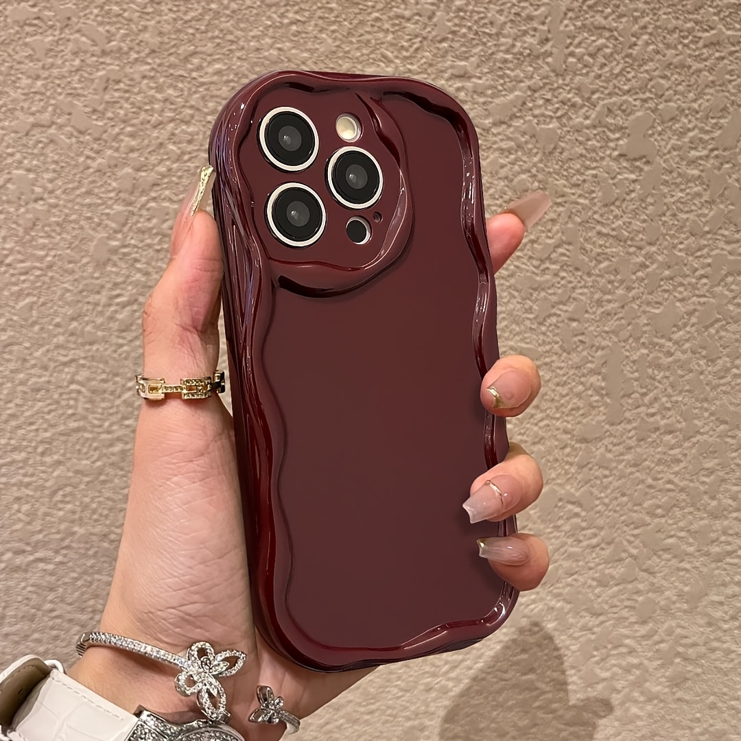 

Classic Burgundy Phone Cover With - High-quality Solid , Fits Iphone Models 11, 12, 13, 14, 15, 16 Pro Max, X, Xs, Xr, 7, 8 Plus, Sturdy, Shock-resistant, -proof, And Apply