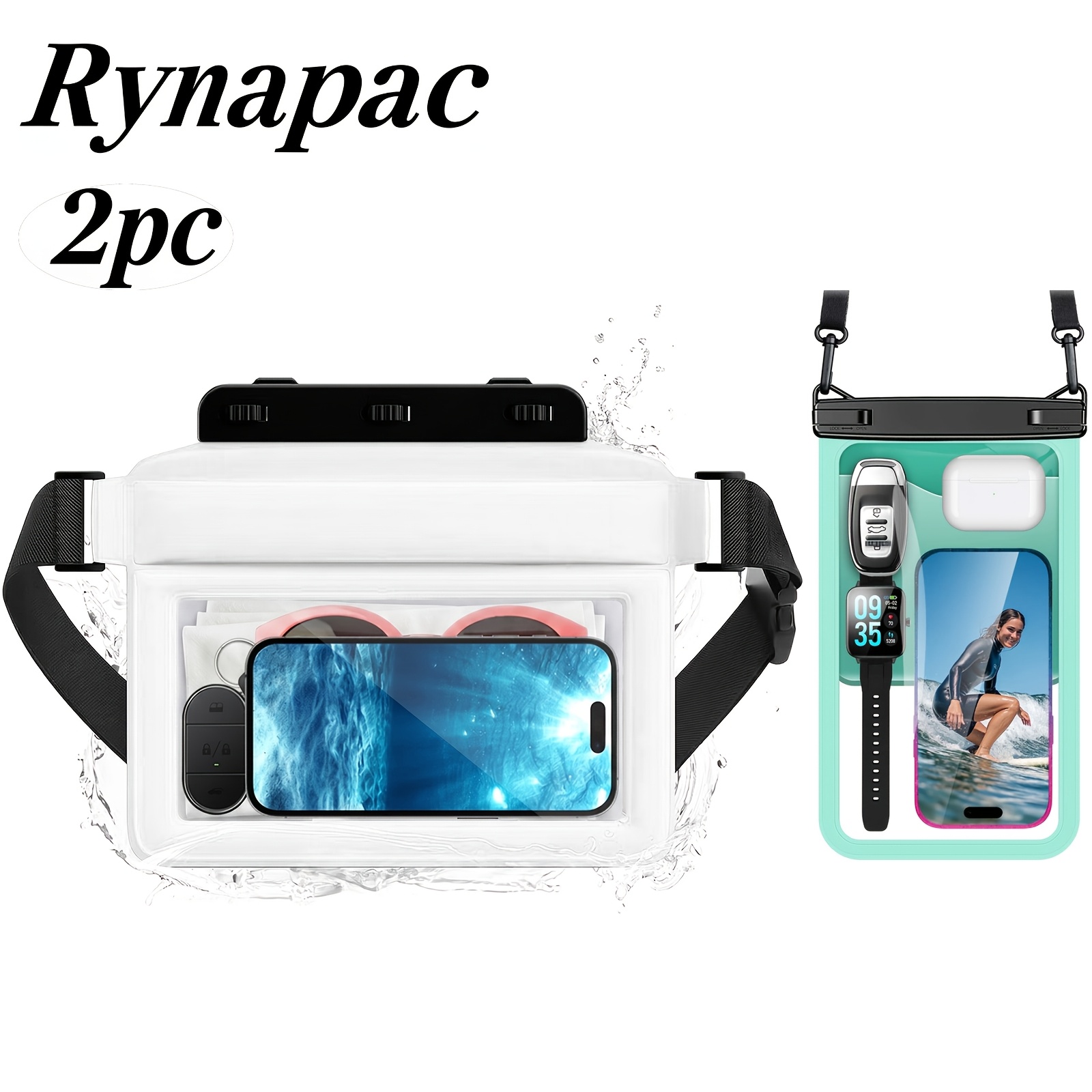 Rynapac 2pcs Large Capacity Phone Pouch & Waist Bag Set, Touchscreen Compatible
