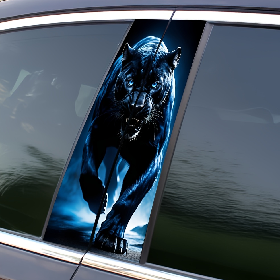 

2pcs Panther Decals For Car B-pillar - Waterproof Vinyl Panther Graphic, Self-adhesive, -resistant Pvc, Suitable For Plastic, Glass, Metal, Ceramic With Semi- , Anime/ Animal Theme