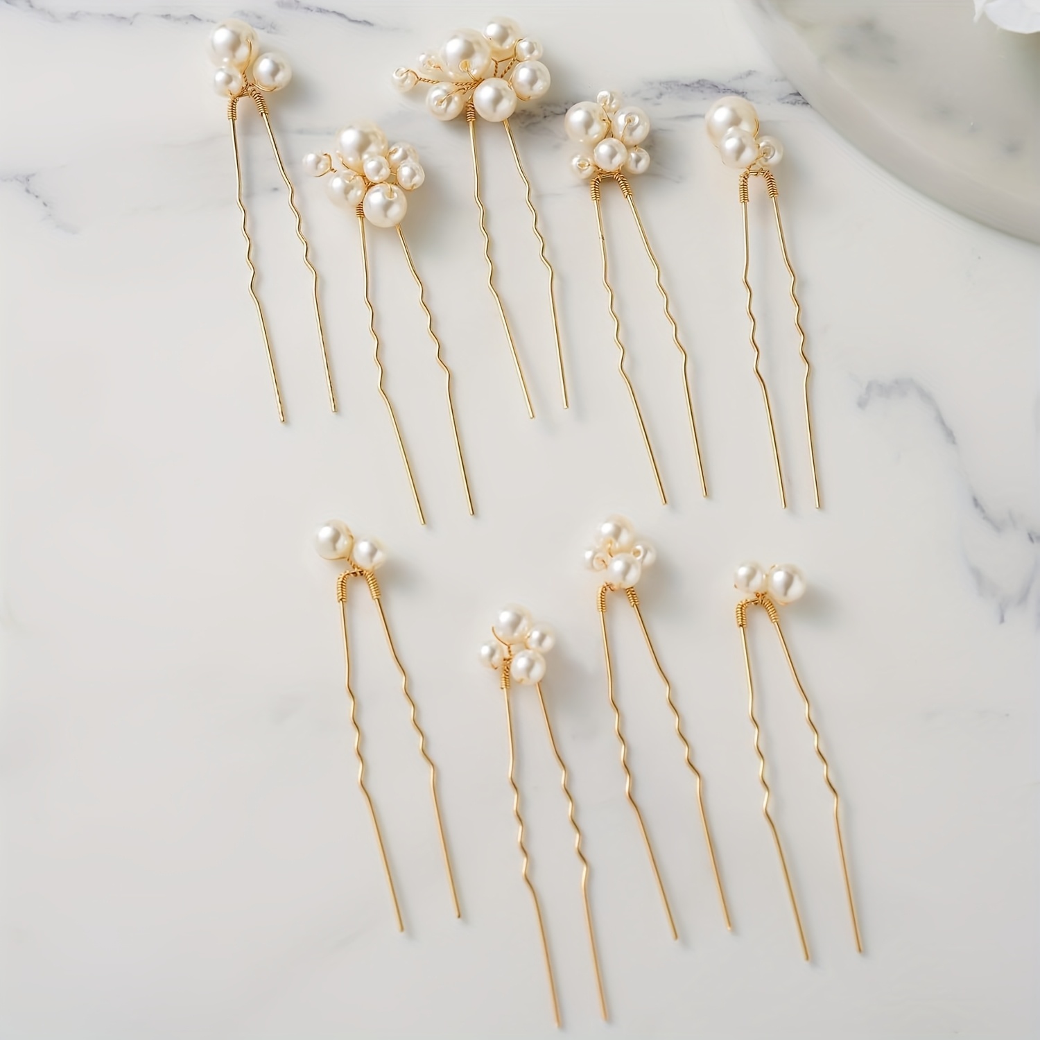 9pcs bride hair accessories imitation pearl wedding hair  display picture 2