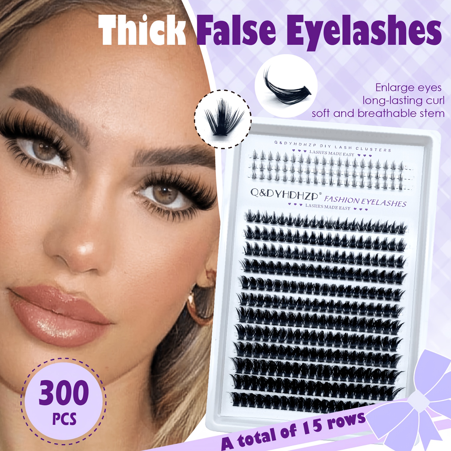 15-row Hybrid False Eyelashes | D- Individual Cluster Lashes 0.07mm Natural, Suitable For Beginners, Reusable