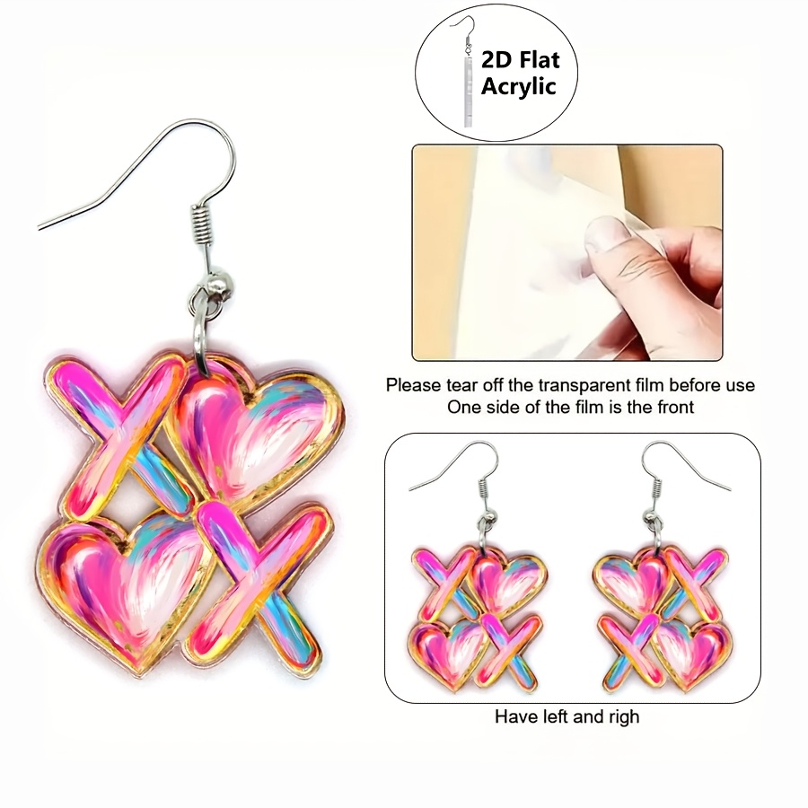 Cute XOXO Heart-Shaped Acrylic Cartoon Earrings for Valentine's Day