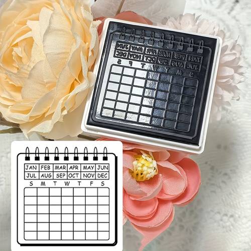 quadratischer kalender stempel erinnerung planung aufzeichnung tagebuch wichtige jubiläen zeit zeitmanagement spezielles festival hand account stempel mini kleiner kalender schwarze tinte stempel