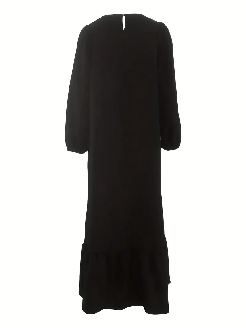 solid color lantern sleeve round neck loose hem maxi dress - Temu Belgium solid color lantern sleeve round neck loose hem maxi dress - Temu Belgium