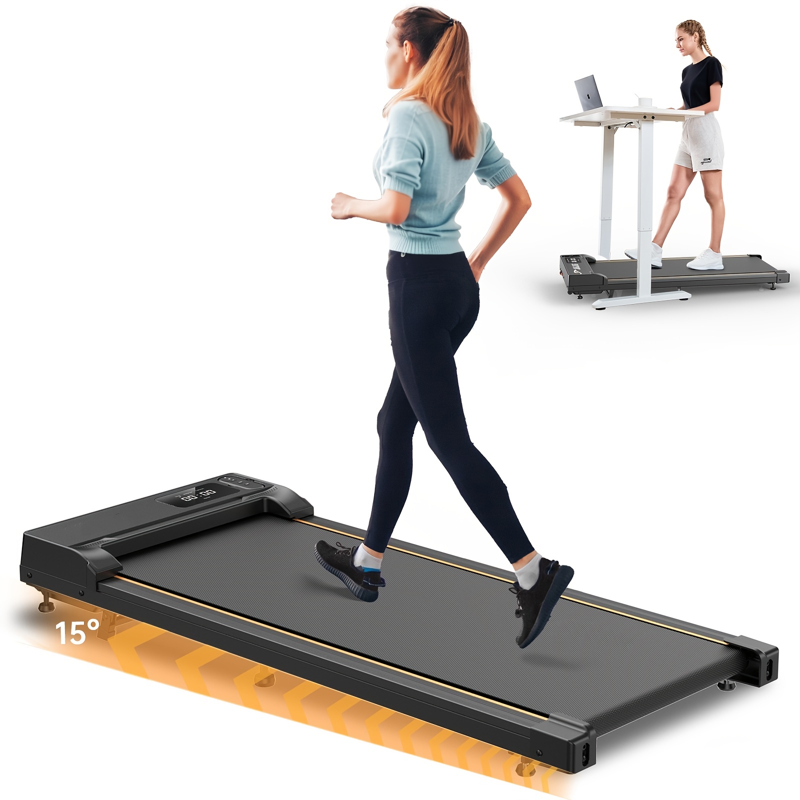 15 incline portable walking pad treadmill in desk Temu