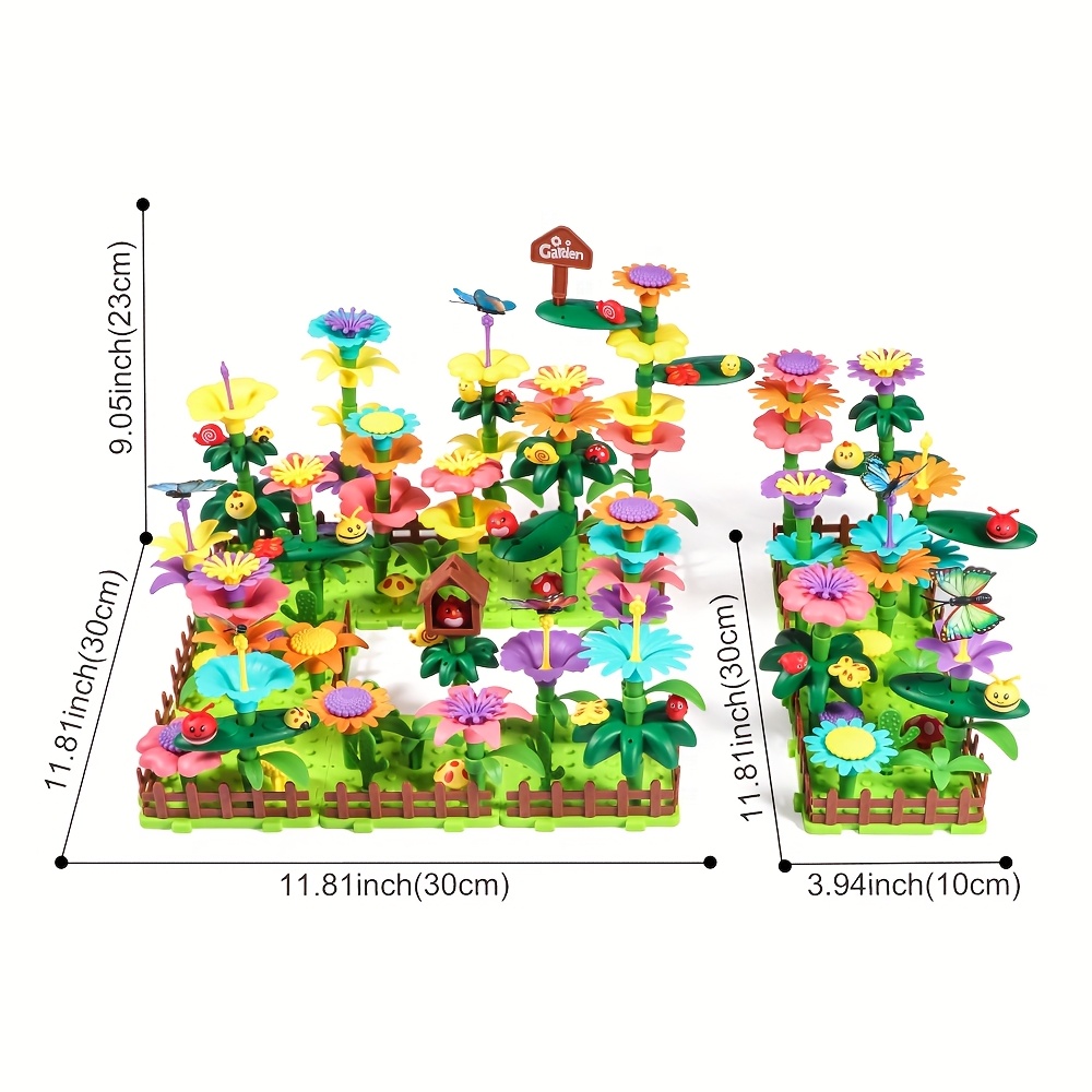 [zufällige farbe stil des zubehörs] blumengarten-bauspielzeug für mädchen, pädagogisches mint-spielzeug vorschul-gartenspielset für kinder, jungen, mädchen, blumen-stapelspielzeug für kinder